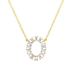 SHY CREATION DIAMOND OVAL BAGUETTE NECKLACE 