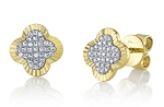 SHY CREATION PAVE DIAMOND CLOVER EARRINGS  