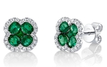 SHY CREATION EMERALD DIAMOND CLOVER EARRINGS