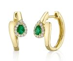 SHY CREATION DIAMOND EMERALD OVAL HOOP EARRINGS