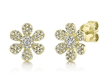 SHY CREATION PAVE DIAMOND FLOWER EARRINGS