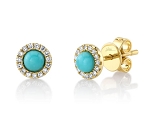 SHY CREATION DIAMOND TURQUOISE POST EARRINGS