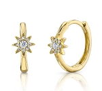 SHY CREATION DIAMOND STARBURST HUGGIE HOOP EARRINGS