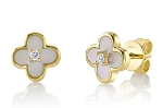 SHY CREATION MOTHER OF PEARL CLOVER POST EARRINGS