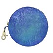Anuschka "Croco Embossed Peacock" Round Coin Purse 