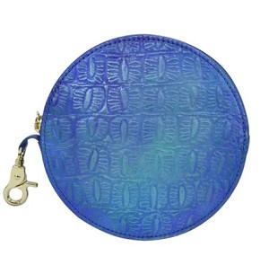 Anuschka "Croco Embossed Peacock" Round Coin Purse 