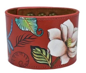 Anuschka "Crimson Garden" Leather Cuff Bracelet 