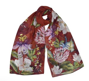 Anuschka "Crimson Garden" Chiffon Scarf 