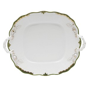Herend "Princess Victoria"  Square Cake Plate Dark Green 