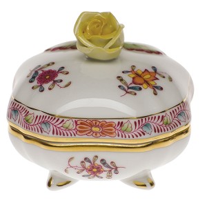 Herend "Square Box with Rose" Chinese Bouquet Multicolor 