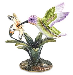 Bejeweled "Viola Hummingbird Box" with Necklace 