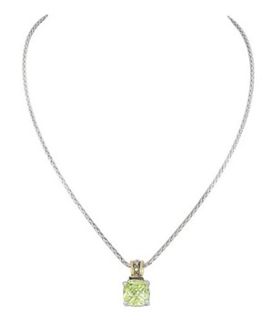 John Medeiros "Beijos Cor Cushion Cut Peridot" Necklace 
