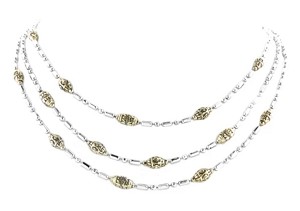 John Medeiros "Triple Strand Beaded Two-Tone" Necklace 