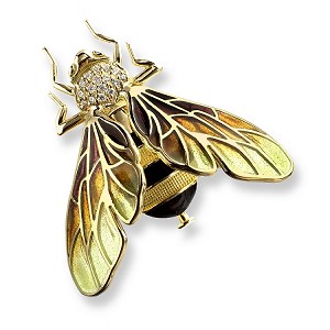 Nicole Barr 18kt Gold "Bee" Brooch with Diamonds 