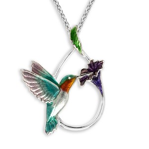 Nicole Barr "Hummingbird with Flower" Necklace 
