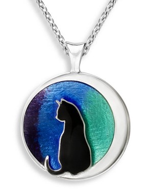 Nicole Barr "Black Cat Disc" Necklace 