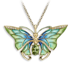 Nicole Barr "Turquoise Butterfly" Peridot Necklace 
