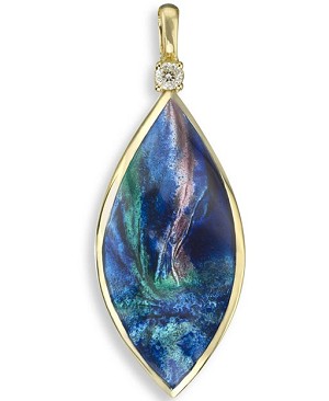 Nicole Barr 18kt Gold "Multicolor Diamond Twist" Aurora Pendant 