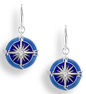 Nicole Barr "Blue Compass Rose" Earrings 