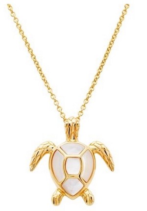 ShanOre Ocean "Mother of Pearl Sea Turtle" Gold Vermeil Necklace 
