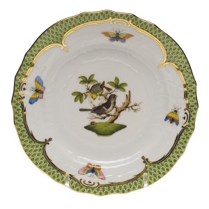 Herend "Rothschild Bird Green Border" Bread Plate Motif 1 