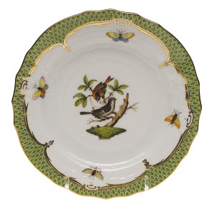 Herend "Rothschild Bird Green Border" Bread Plate Motif 4 