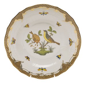 Herend "Rothschild Bird Brown Border" Dessert Motif 7 