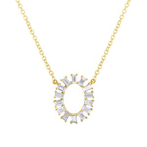 Shy Creation Diamond Oval Baguette Necklace 