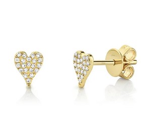 Shy Creation Diamond Pavé Heart Post Earrings 