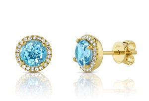 Shy Creation Blue Topaz Post Earrings 