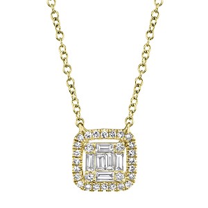 Shy Creation Diamond Baguette Necklace 
