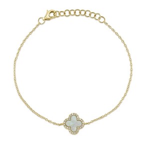Shy Creation Diamond MOP Clover Bracelet 