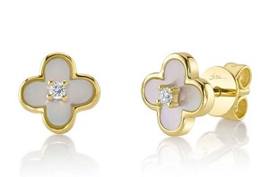 Shy Creation Mother of Pearl Clover Post Earrings 