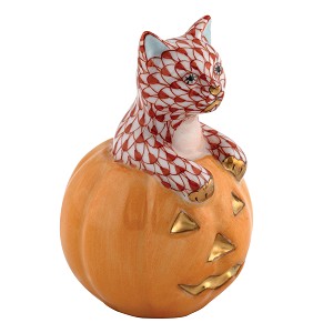 Herend "Jack O Lantern Kitty" Rust 