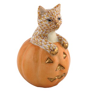 Herend "Jack O Lantern Kitty" Butterscotch 