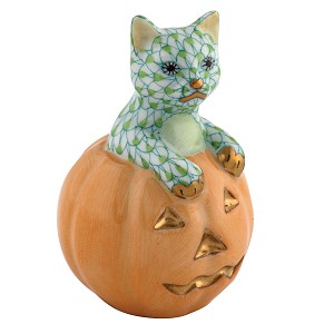 Herend "Jack O Lantern Kitty" Key Lime 