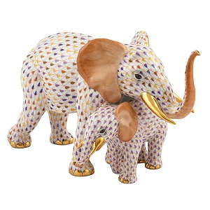 Herend "Mother and Baby Elephant" Limited Edition 